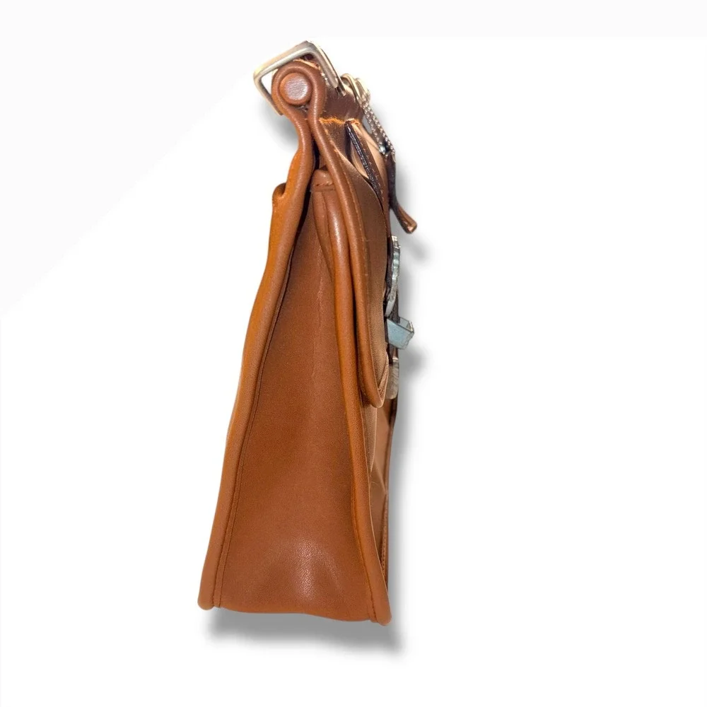 Vintage‎ Gold Coast Leather Shoulder Bag Brown Western Buckle & Handle Crossbody